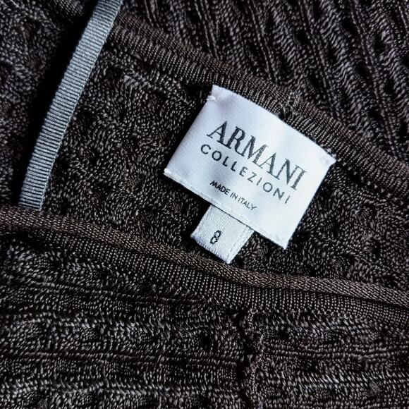 Armani Collezioni Silk Knit Top NEW Brown M * 8 Camisole Spaghetti Straps Crop - Picture 5 of 8